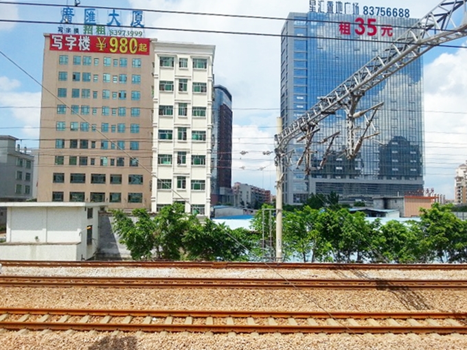 広九直通列車 中国列車の車窓からの景色