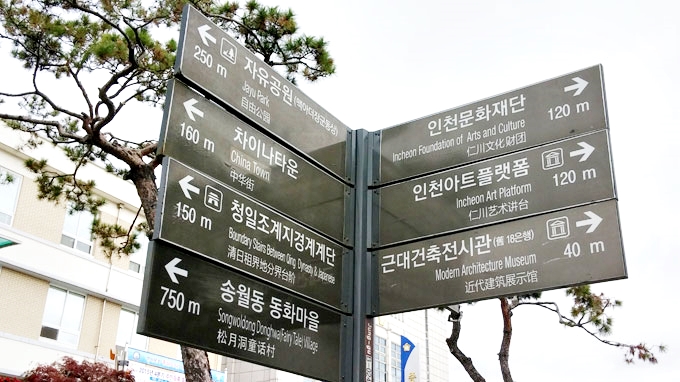 韓国 仁川旧日本人街 歴史文化通り サインボード 韓国 仁川旧日本人街 歴史文化通り サインボード