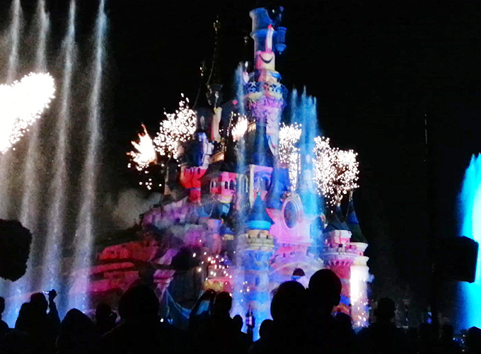 Illumination night show at Sleeping Beauty Castle. - Disneyland Paris, France.