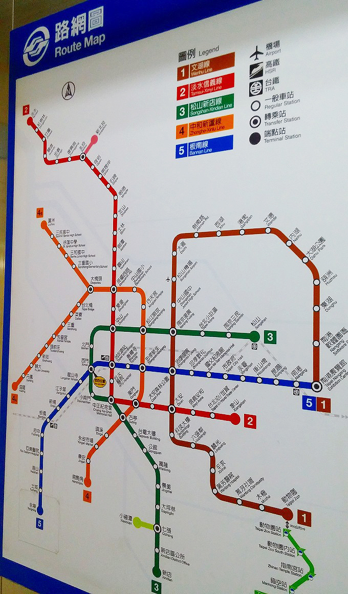 台湾 台北市 西門駅 MRTの路線図看板