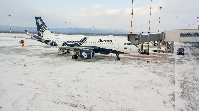 Aurora aircraft at Vladivostok International Airport, Russia