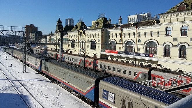 ロシア・ウラジオストク駅舎の外観