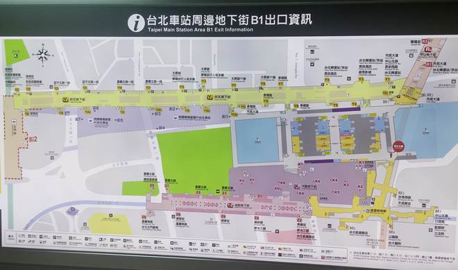 台湾 台北市 台北駅（台北車站）地下街の地図