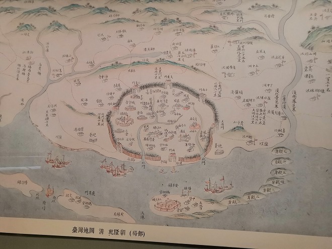 台湾 国立故宮博物院「清国・乾隆帝の頃の台湾の地図の一部」