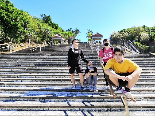 沖縄海洋博公園 噴水広場に繋がる「水の階段」
