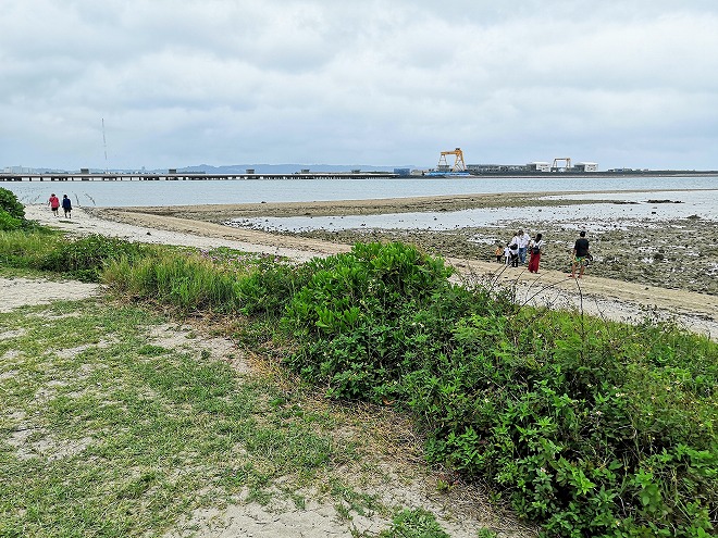 沖縄市・沖縄県総合運動公園「海への散歩道」の端っこの浜辺