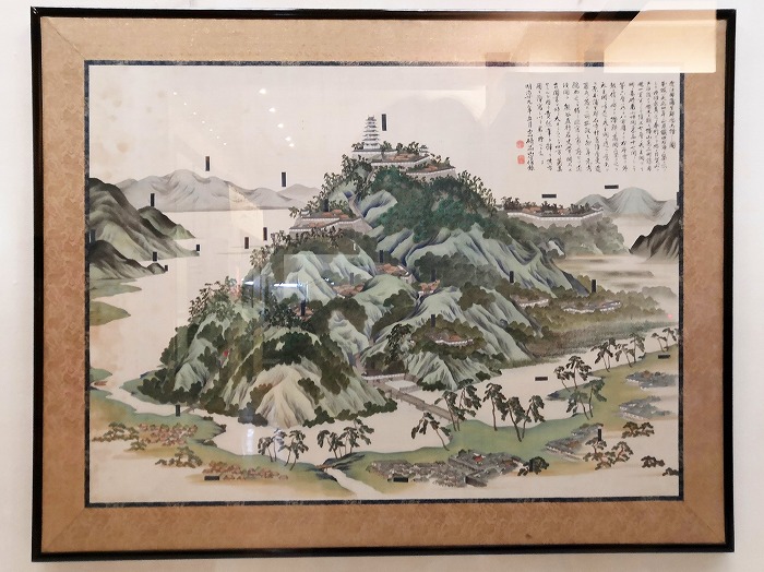 An exhibit inside the Osaka Castle tower.