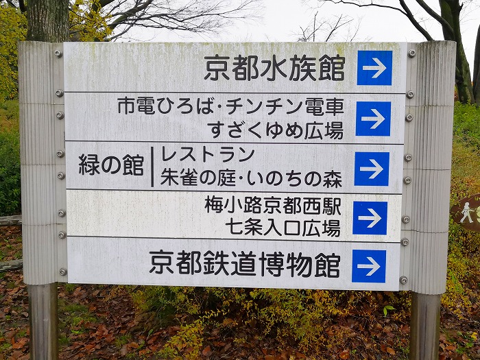 京都水族館周辺の施設の看板。