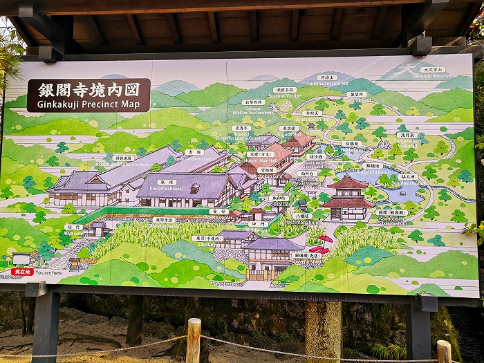 A map of the precincts of Ginkaku-ji Temple.