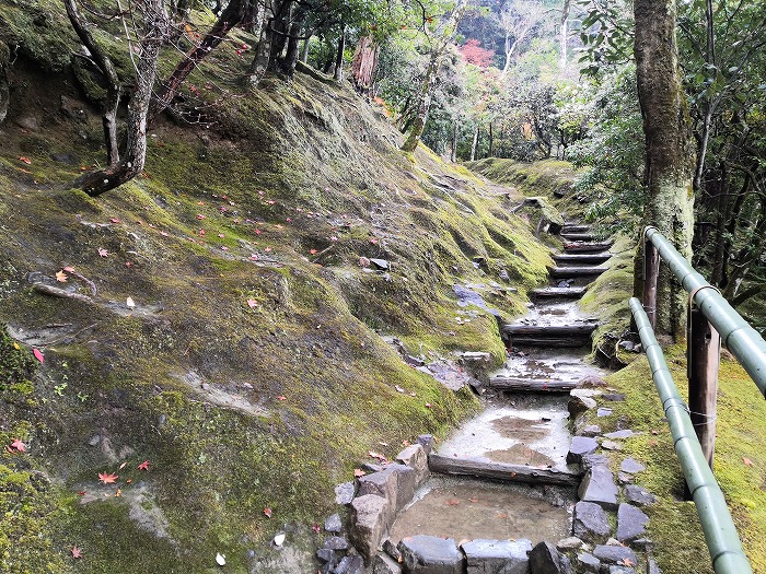銀閣寺 庭園の石階段。